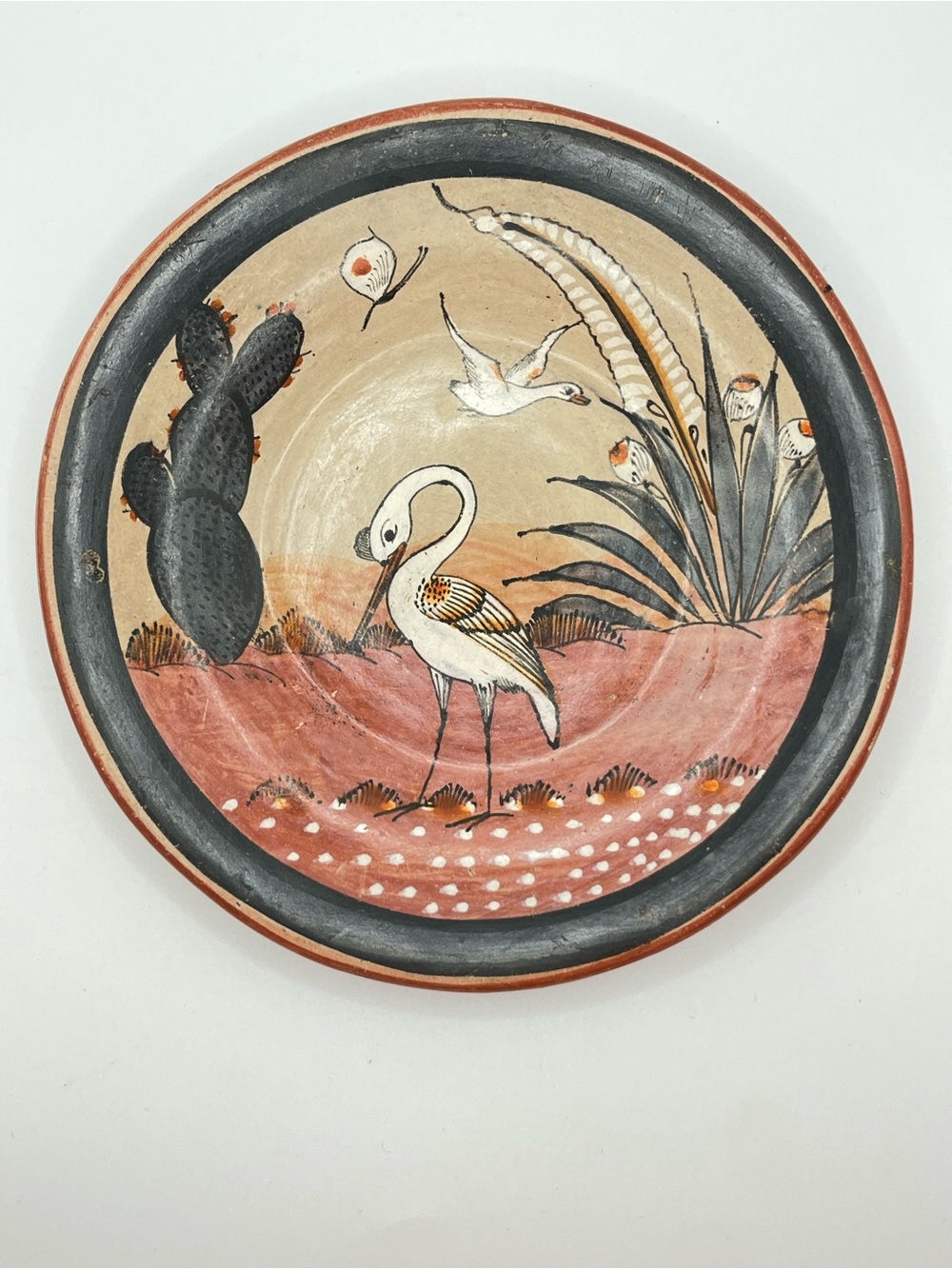 Vintage Mexican Tonala Pottery Wall Plate — Mexican Folk Art